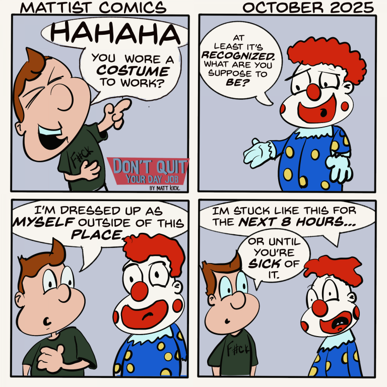 Dressing up for Halloween at work.